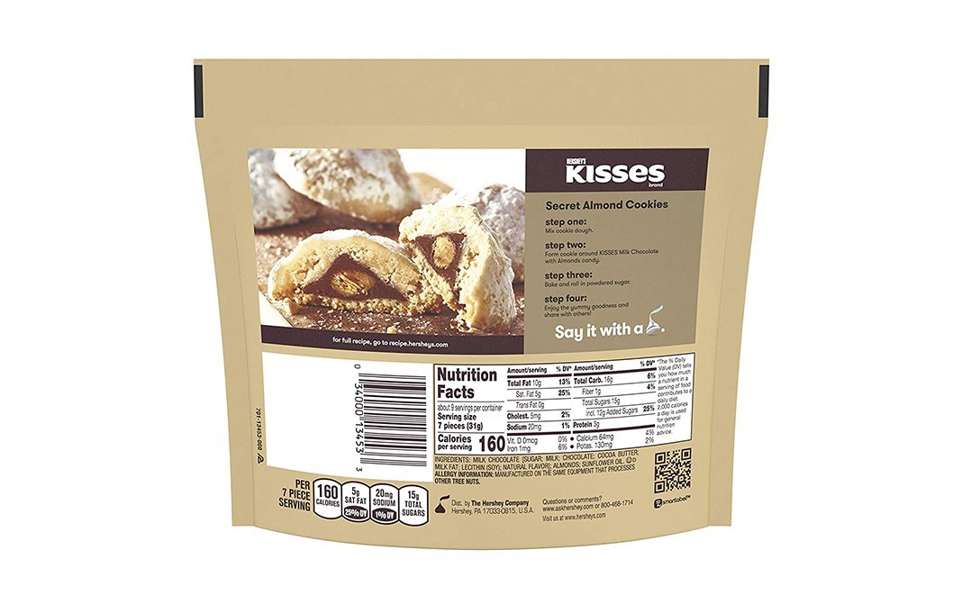 Hershey's Kisses Milk Chocolate with almonds   Pack  283 grams